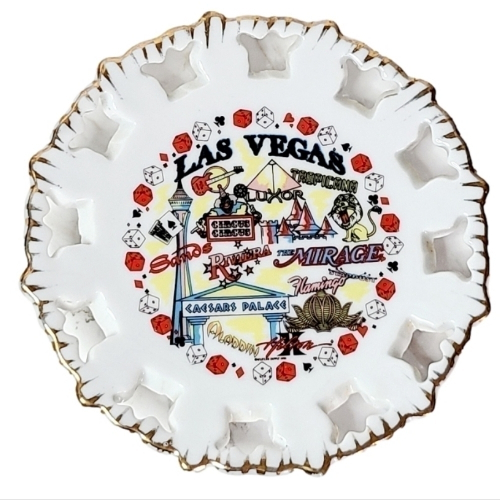 Vtg 1995 Las Vegas Small Souvenir Collectible Plate Ring Dish EUC